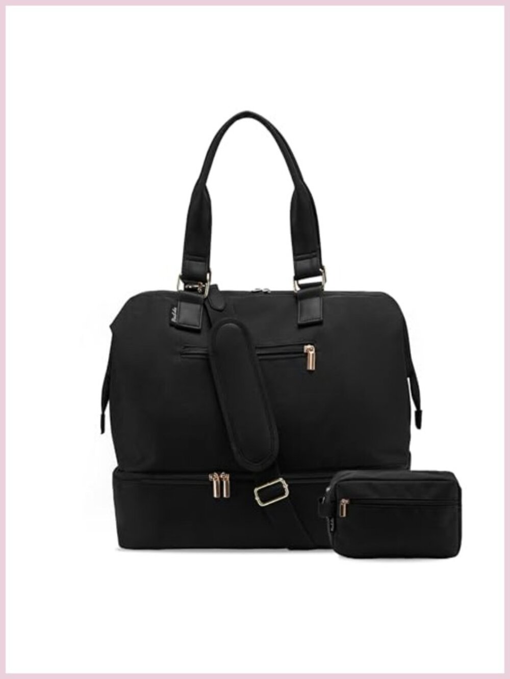 Large Weekender Duffel Bag with Shoe Compartment & Toiletry Bag Travel Carry On